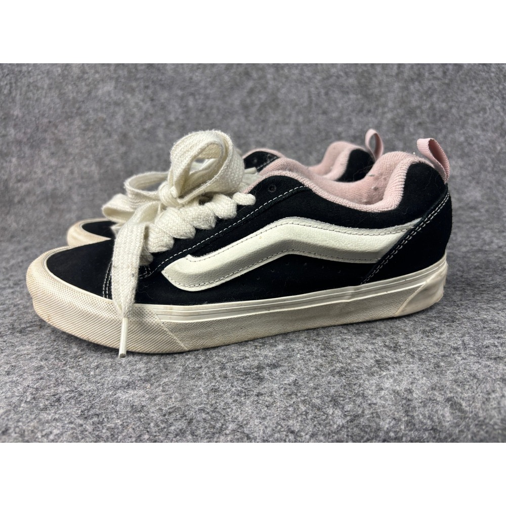 Vans Knu Skool Sneakers Womens 9 Black White Pink Chunky Padded Suede Low Top